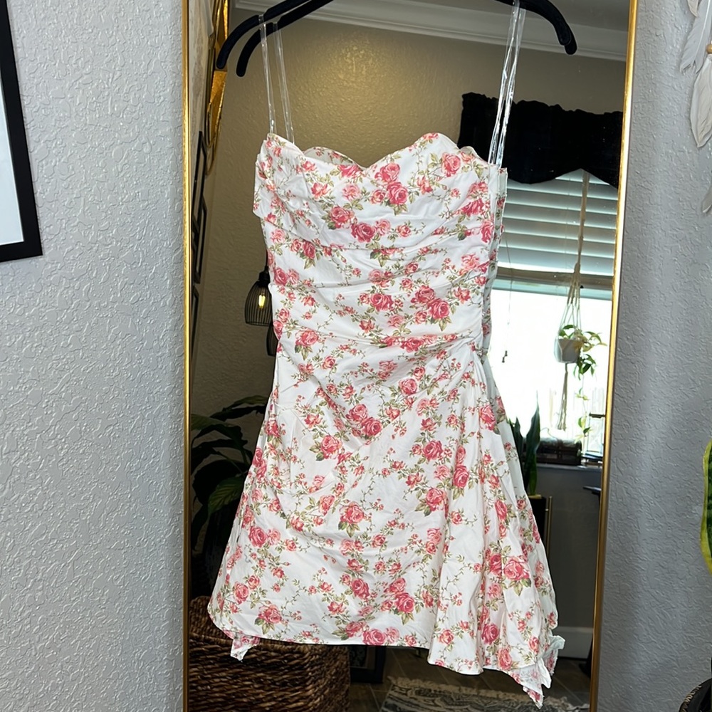 House of CB ‘Jasmine’ Rose Print Draped Corset Dress NWOT - Picture 17 of 17